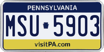 PA license plate MSU5903