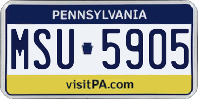 PA license plate MSU5905