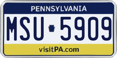 PA license plate MSU5909