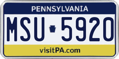 PA license plate MSU5920
