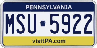 PA license plate MSU5922