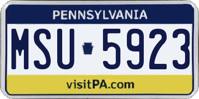 PA license plate MSU5923