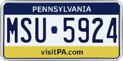 PA license plate MSU5924