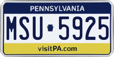 PA license plate MSU5925