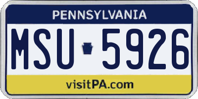 PA license plate MSU5926