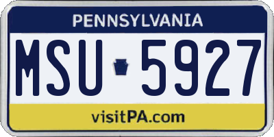 PA license plate MSU5927