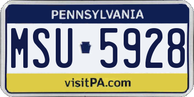 PA license plate MSU5928
