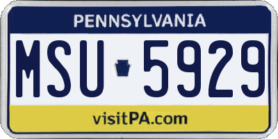 PA license plate MSU5929