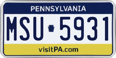 PA license plate MSU5931