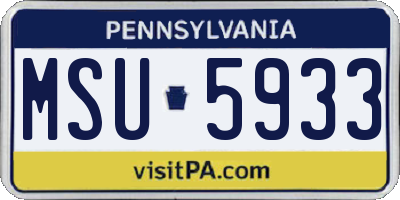 PA license plate MSU5933
