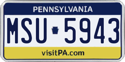PA license plate MSU5943