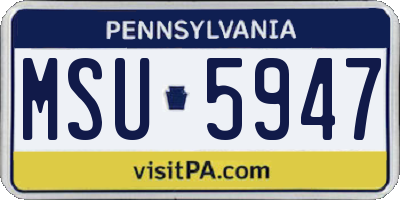 PA license plate MSU5947