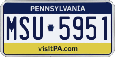 PA license plate MSU5951