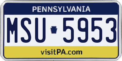 PA license plate MSU5953