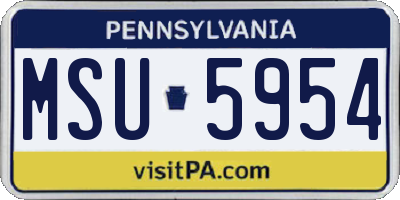 PA license plate MSU5954