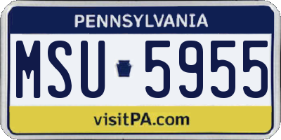 PA license plate MSU5955