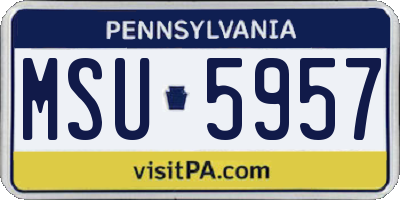 PA license plate MSU5957