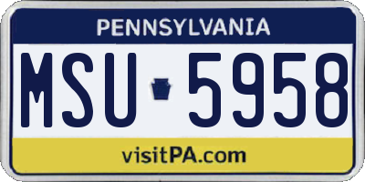 PA license plate MSU5958