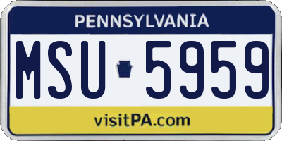 PA license plate MSU5959