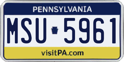 PA license plate MSU5961