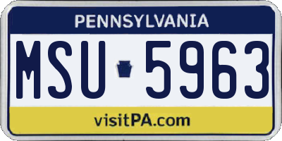 PA license plate MSU5963
