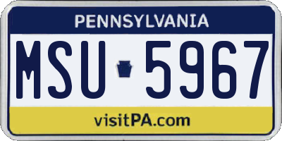 PA license plate MSU5967