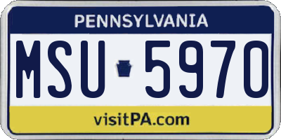 PA license plate MSU5970