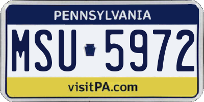 PA license plate MSU5972