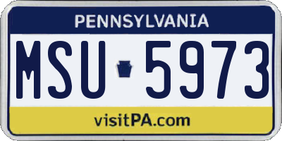PA license plate MSU5973