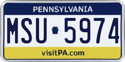 PA license plate MSU5974