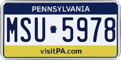 PA license plate MSU5978