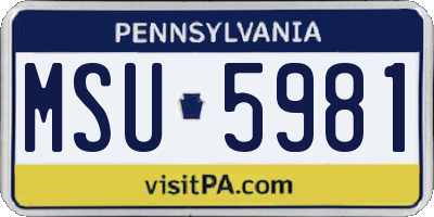 PA license plate MSU5981