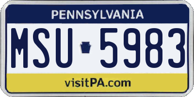 PA license plate MSU5983
