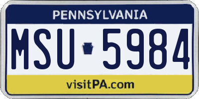 PA license plate MSU5984