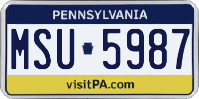 PA license plate MSU5987