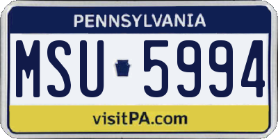 PA license plate MSU5994