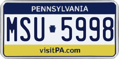 PA license plate MSU5998