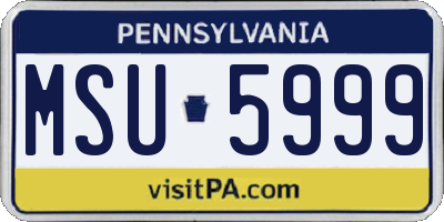 PA license plate MSU5999