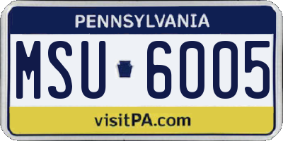 PA license plate MSU6005
