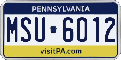 PA license plate MSU6012