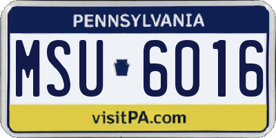 PA license plate MSU6016