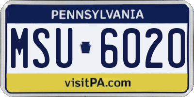 PA license plate MSU6020