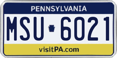 PA license plate MSU6021