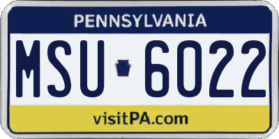 PA license plate MSU6022