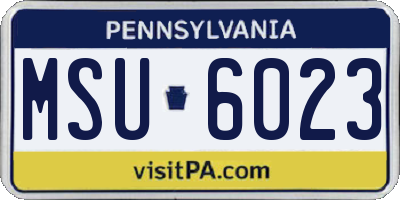 PA license plate MSU6023