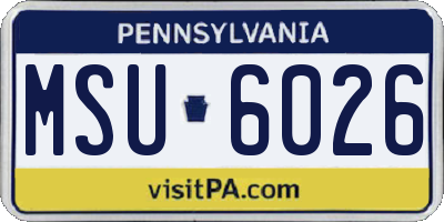 PA license plate MSU6026