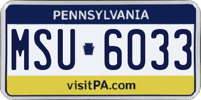 PA license plate MSU6033