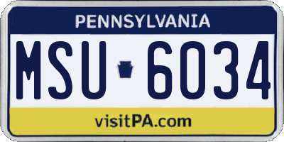 PA license plate MSU6034
