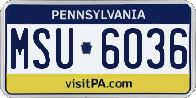 PA license plate MSU6036