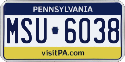 PA license plate MSU6038